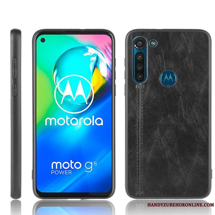 Moto G8 Power Tout Compris Protection Incassable Cuir Étui Noir Coque De Téléphone