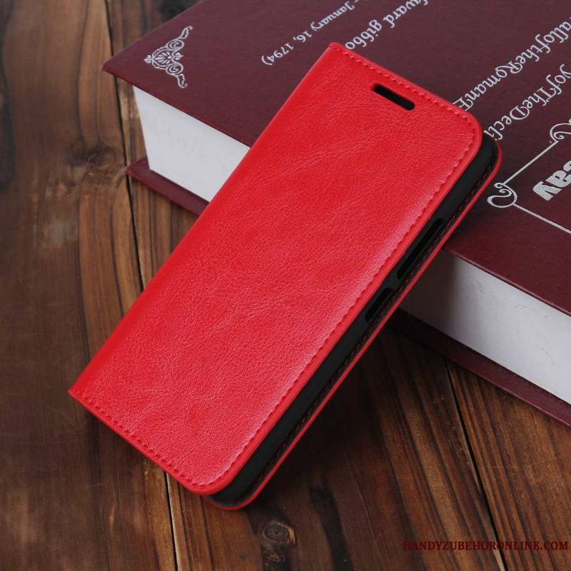 Moto G8 Rouge Protection Étui En Cuir Cuir Véritable Incassable Modèle Fleurie Coque De Téléphone