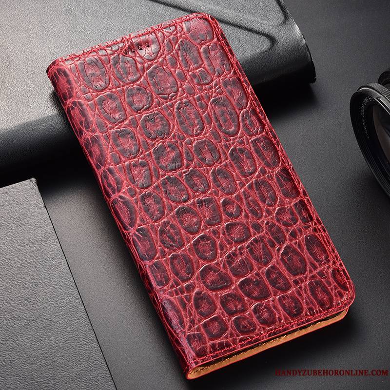 Moto G8 Tout Compris Coque De Téléphone Cuir Véritable Modèle Fleurie Étui Protection Rouge