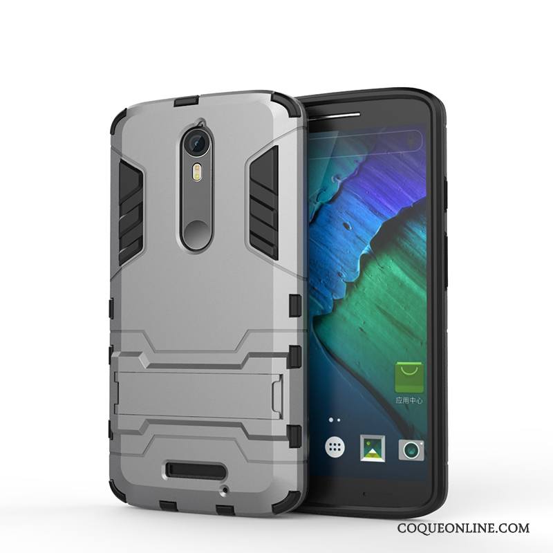 Moto X Force Incassable Gris Étui Support Protection Mesh Coque De Téléphone