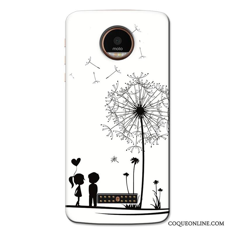 Moto X4 Coque Dessin Animé Étui Transparent Blanc Protection Peinture