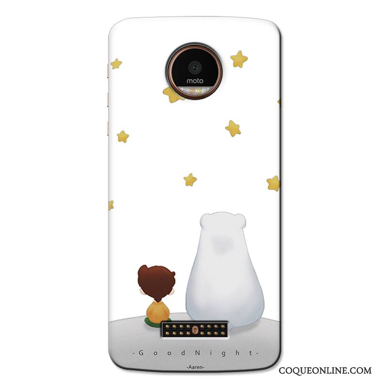 Moto X4 Coque Dessin Animé Étui Transparent Blanc Protection Peinture