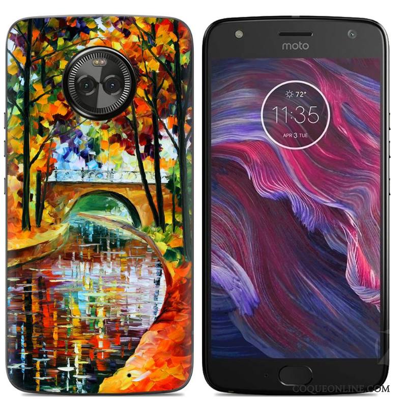 Moto X4 Coque Multicolore Dessin Animé Peinture Étui Créatif Téléphone Portable