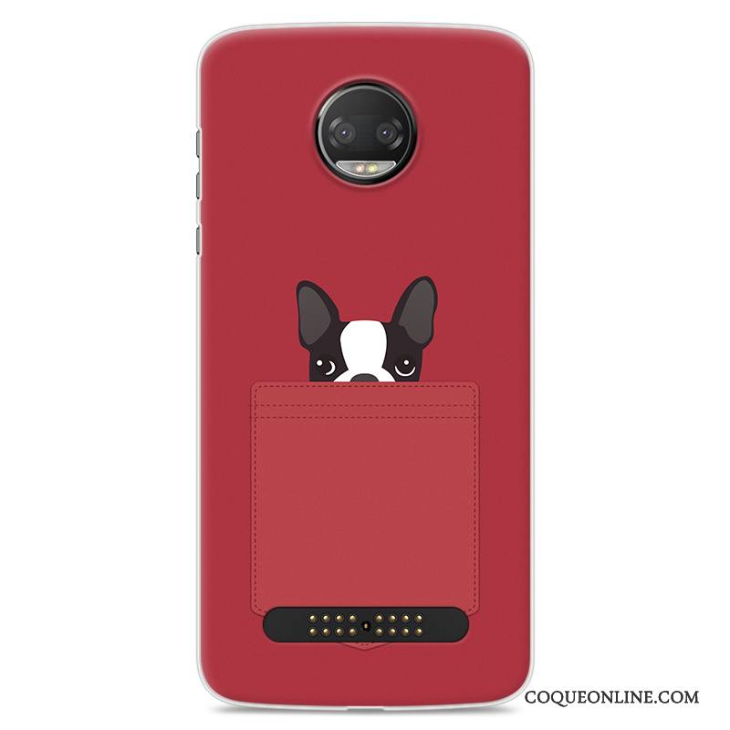 Moto Z 2018 Protection Coque De Téléphone Rouge Tout Compris Étui Fluide Doux Fleurs