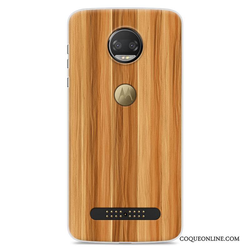 Moto Z 2018 Protection Tendance Bleu Incassable Étui Bois Coque De Téléphone