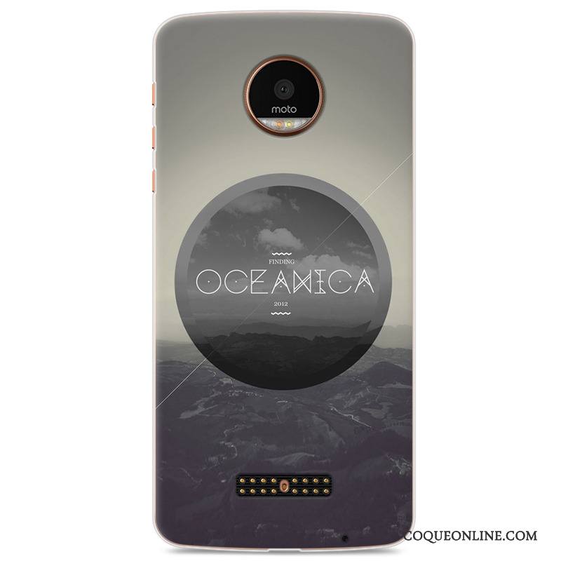 Moto Z Coque Protection Silicone Bleu Fluide Doux Personnalité Peinture Étui