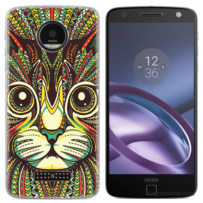 Moto Z Créatif Étui Dessin Animé Peinture Silicone Vert Coque De Téléphone