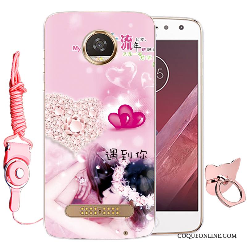 Moto Z Fluide Doux Étui Rose Dessin Animé Incassable Protection Coque De Téléphone