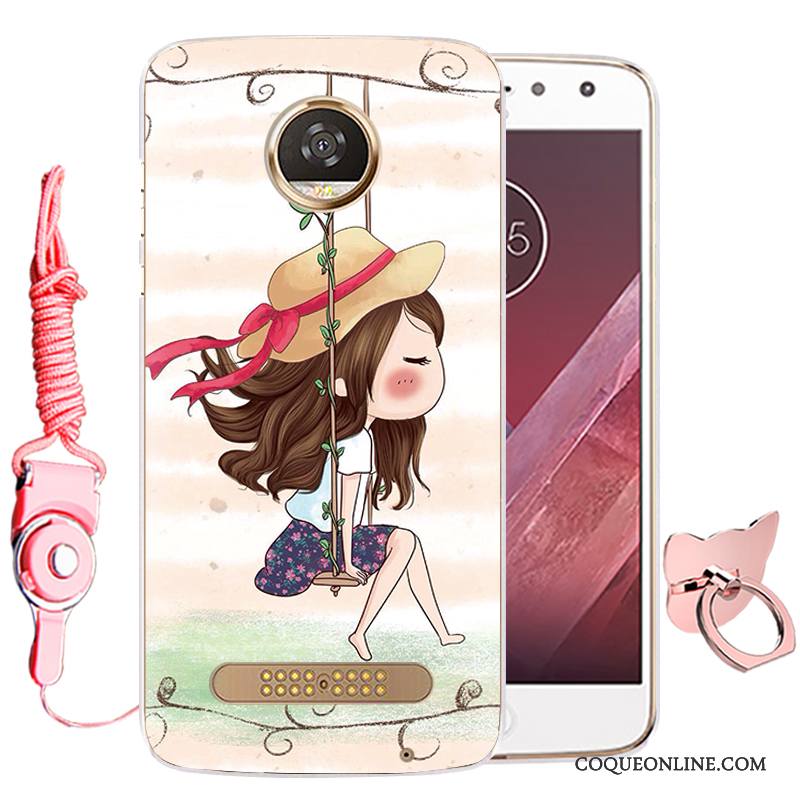 Moto Z Fluide Doux Étui Rose Dessin Animé Incassable Protection Coque De Téléphone