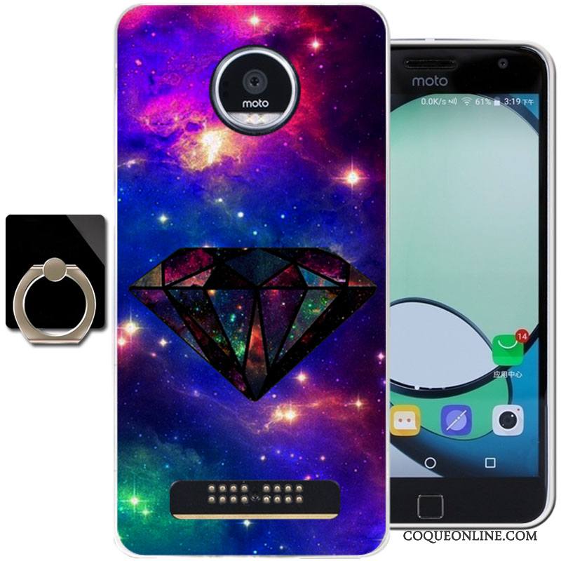 Moto Z Play Coque De Téléphone Protection Fluide Doux Dessin Animé Silicone Étui Bleu Clair