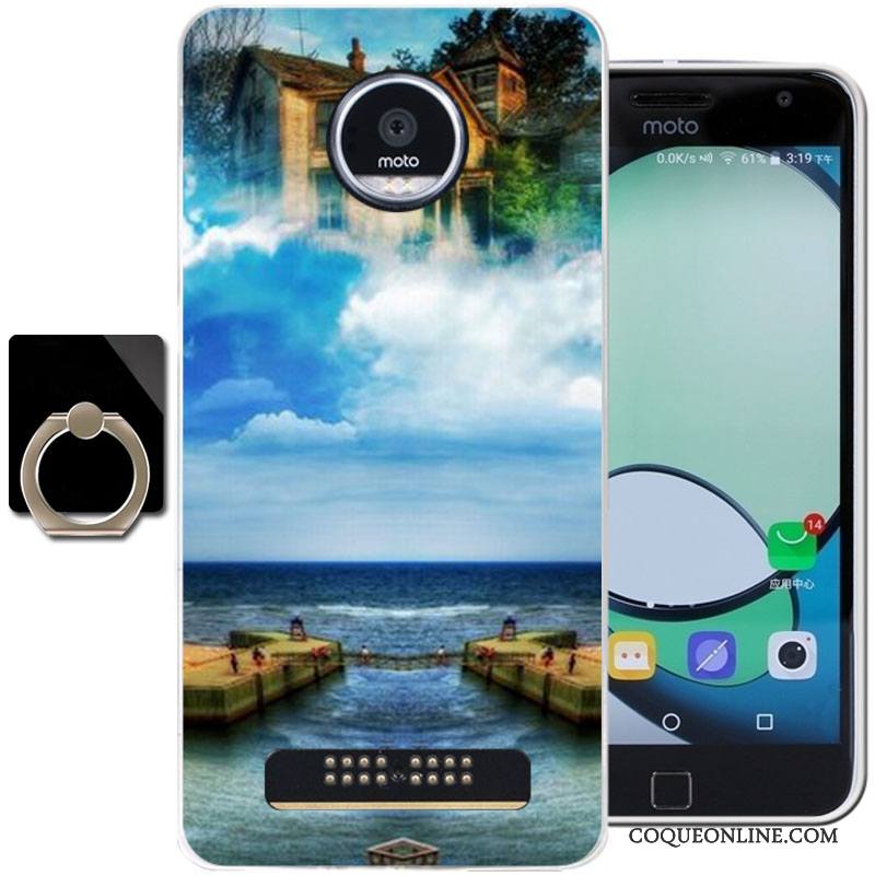 Moto Z Play Coque De Téléphone Protection Fluide Doux Dessin Animé Silicone Étui Bleu Clair