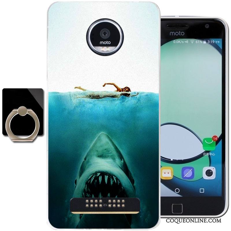 Moto Z Play Coque De Téléphone Protection Fluide Doux Dessin Animé Silicone Étui Bleu Clair