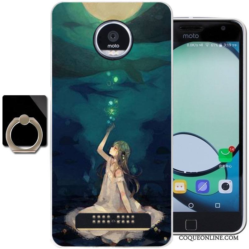 Moto Z Play Coque De Téléphone Protection Fluide Doux Dessin Animé Silicone Étui Bleu Clair