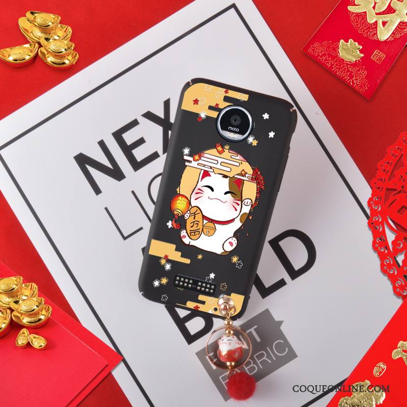 Moto Z Play Noir Coque De Fête Étui Chat Rouge Délavé En Daim