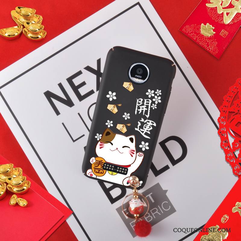 Moto Z Play Noir Coque De Fête Étui Chat Rouge Délavé En Daim