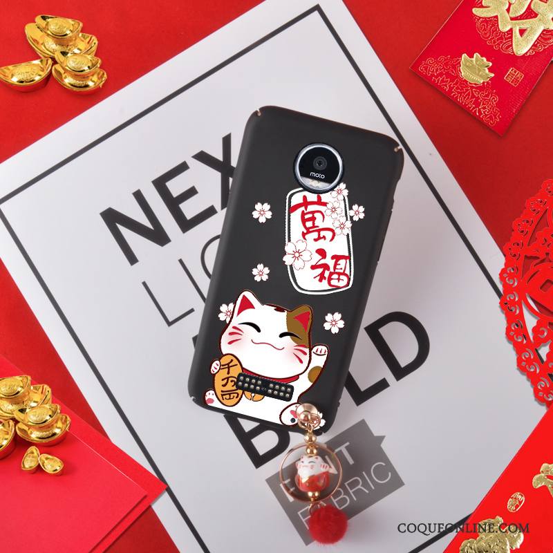 Moto Z Play Noir Coque De Fête Étui Chat Rouge Délavé En Daim