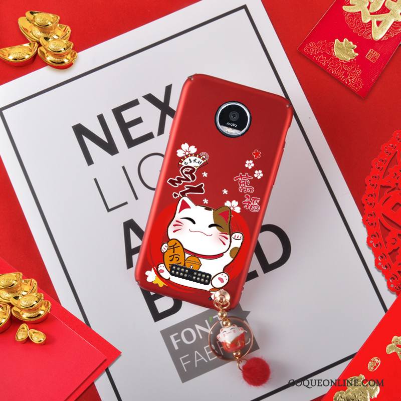 Moto Z Play Noir Coque De Fête Étui Chat Rouge Délavé En Daim