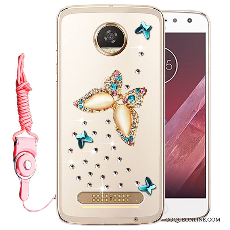 Moto Z Play Protection Strass Étui Or Coque De Téléphone Silicone Incassable