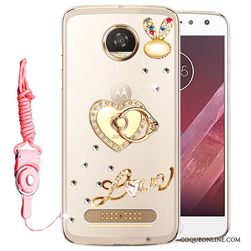 Moto Z Play Protection Strass Étui Or Coque De Téléphone Silicone Incassable