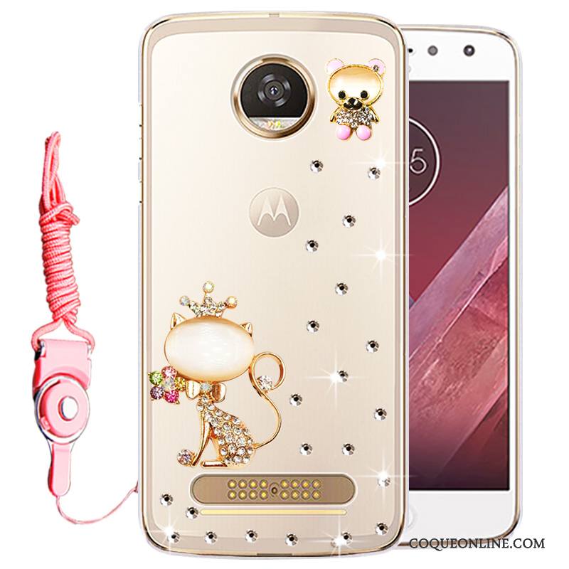 Moto Z Play Protection Strass Étui Or Coque De Téléphone Silicone Incassable