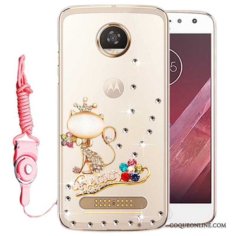 Moto Z Play Protection Strass Étui Or Coque De Téléphone Silicone Incassable