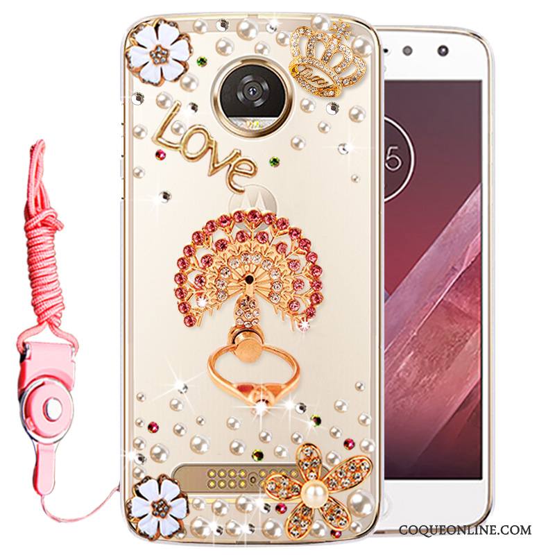 Moto Z Play Protection Strass Étui Or Coque De Téléphone Silicone Incassable