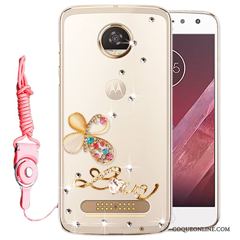 Moto Z Play Protection Strass Étui Or Coque De Téléphone Silicone Incassable