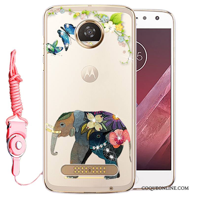 Moto Z Play Protection Strass Étui Or Coque De Téléphone Silicone Incassable