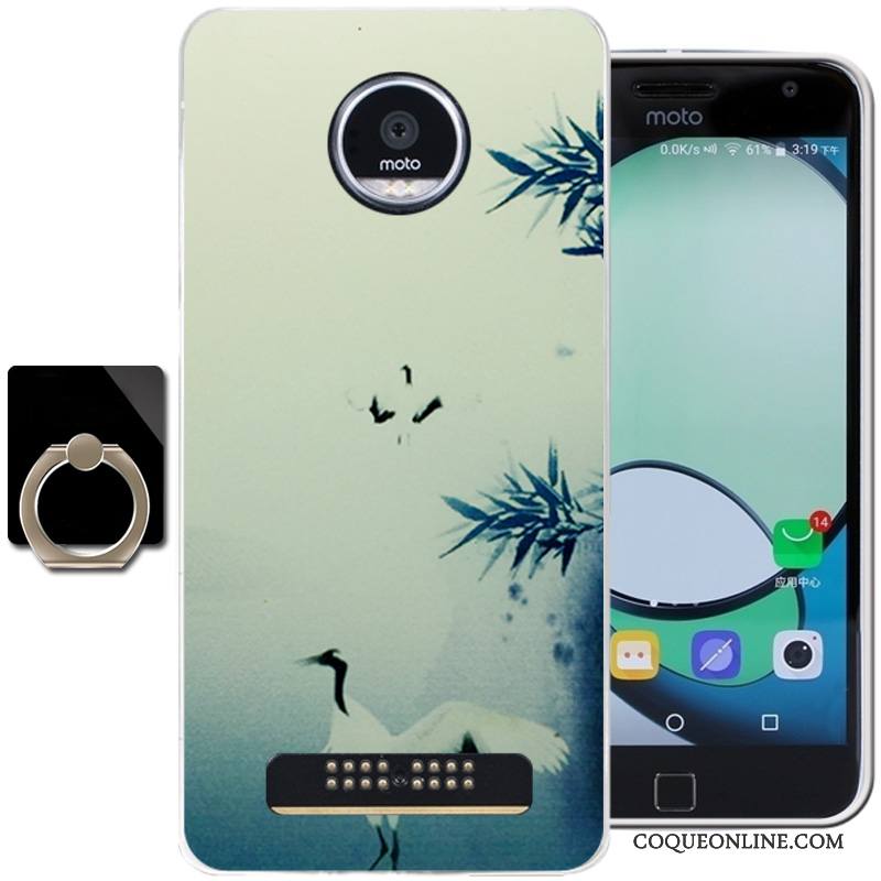 Moto Z Play Vert Silicone Coque Encre Fluide Doux Vent Étui