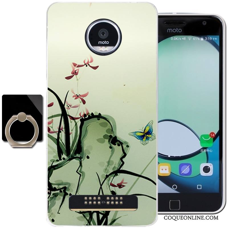 Moto Z Play Vert Silicone Coque Encre Fluide Doux Vent Étui