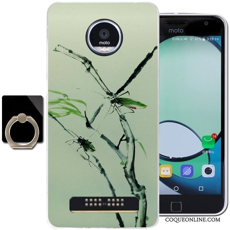 Moto Z Play Vert Silicone Coque Encre Fluide Doux Vent Étui