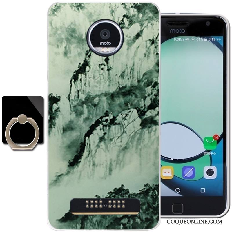 Moto Z Play Vert Silicone Coque Encre Fluide Doux Vent Étui