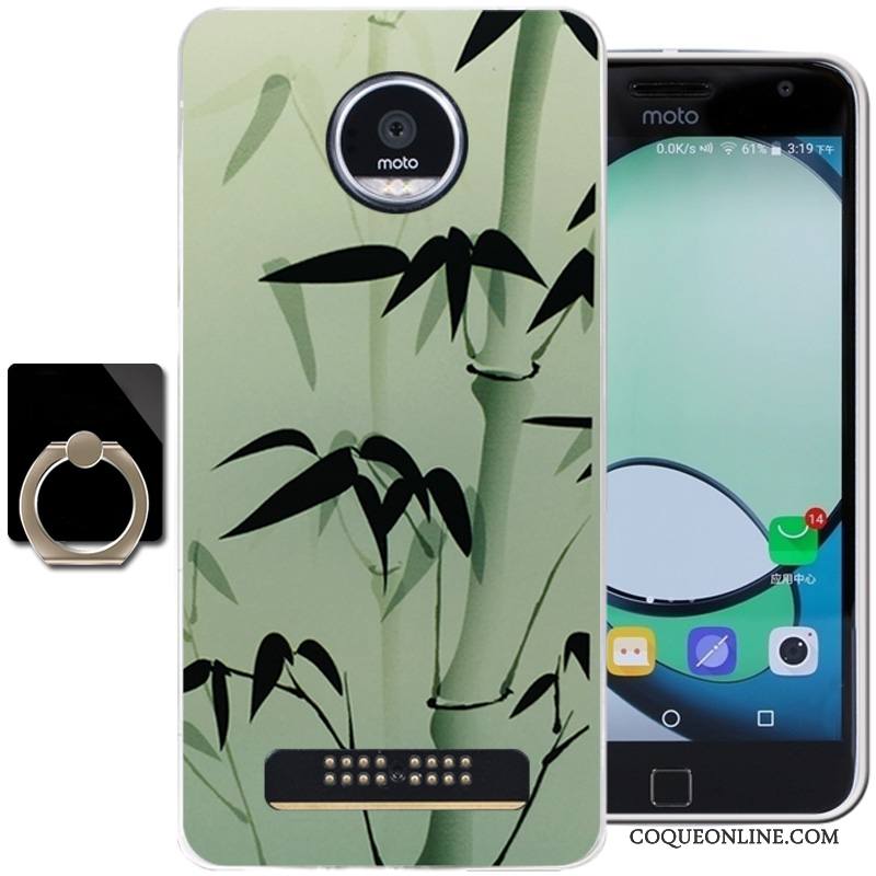 Moto Z Play Vert Silicone Coque Encre Fluide Doux Vent Étui