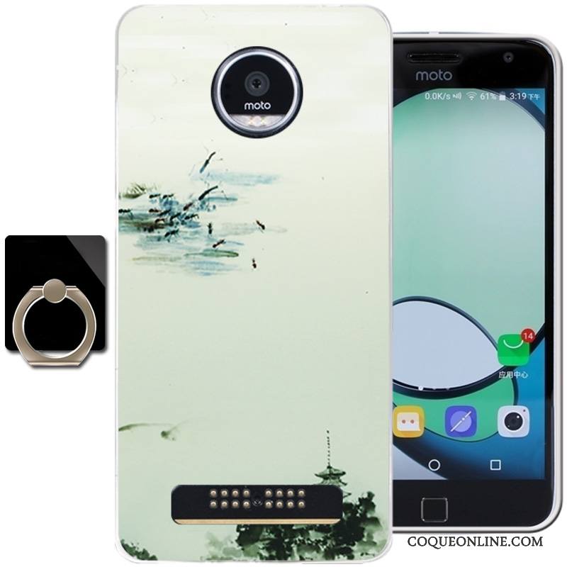 Moto Z Play Vert Silicone Coque Encre Fluide Doux Vent Étui