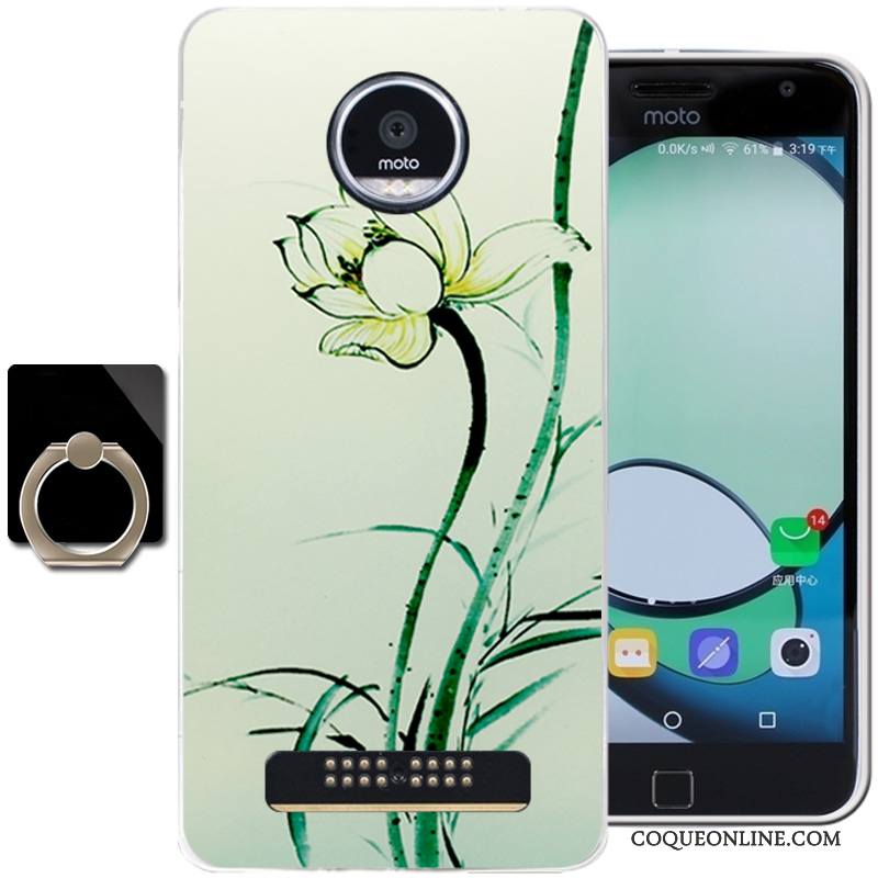 Moto Z Play Vert Silicone Coque Encre Fluide Doux Vent Étui