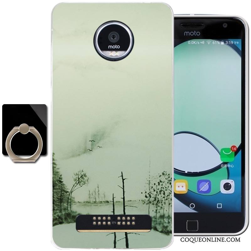 Moto Z Play Vert Silicone Coque Encre Fluide Doux Vent Étui