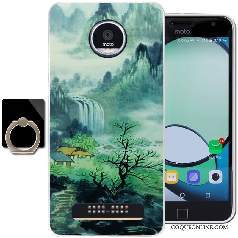 Moto Z Play Vert Silicone Coque Encre Fluide Doux Vent Étui