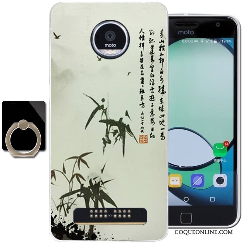 Moto Z Play Vert Silicone Coque Encre Fluide Doux Vent Étui