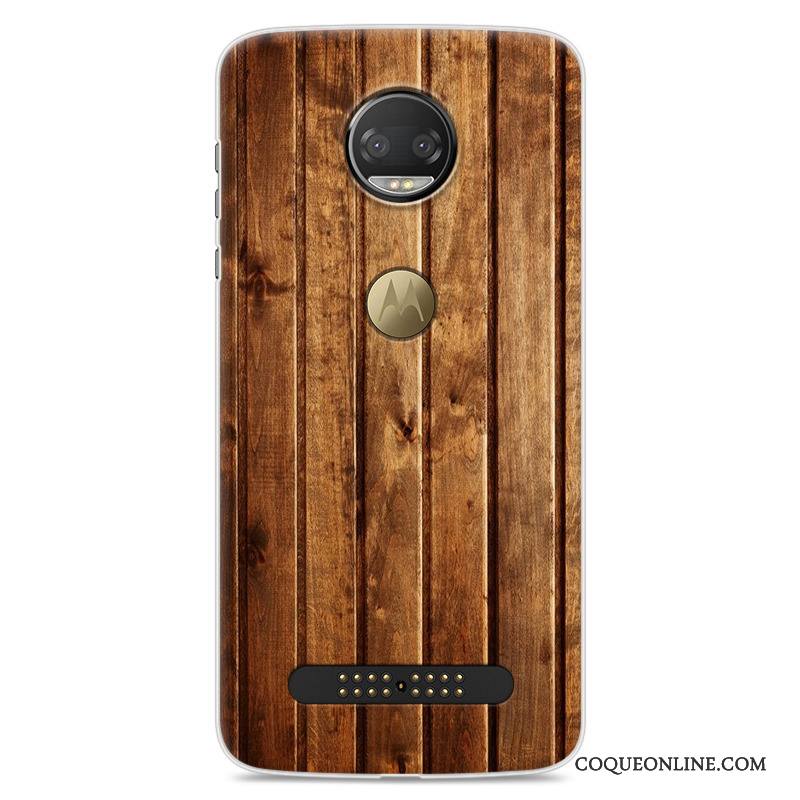 Moto Z2 Force Edition Coque Créatif Tendance Tout Compris Bois Noir Étui Protection