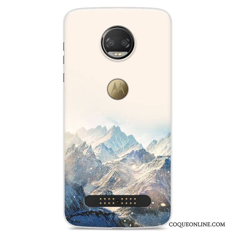 Moto Z2 Force Edition Peinture Personnalité Silicone Bleu Étui Protection Coque