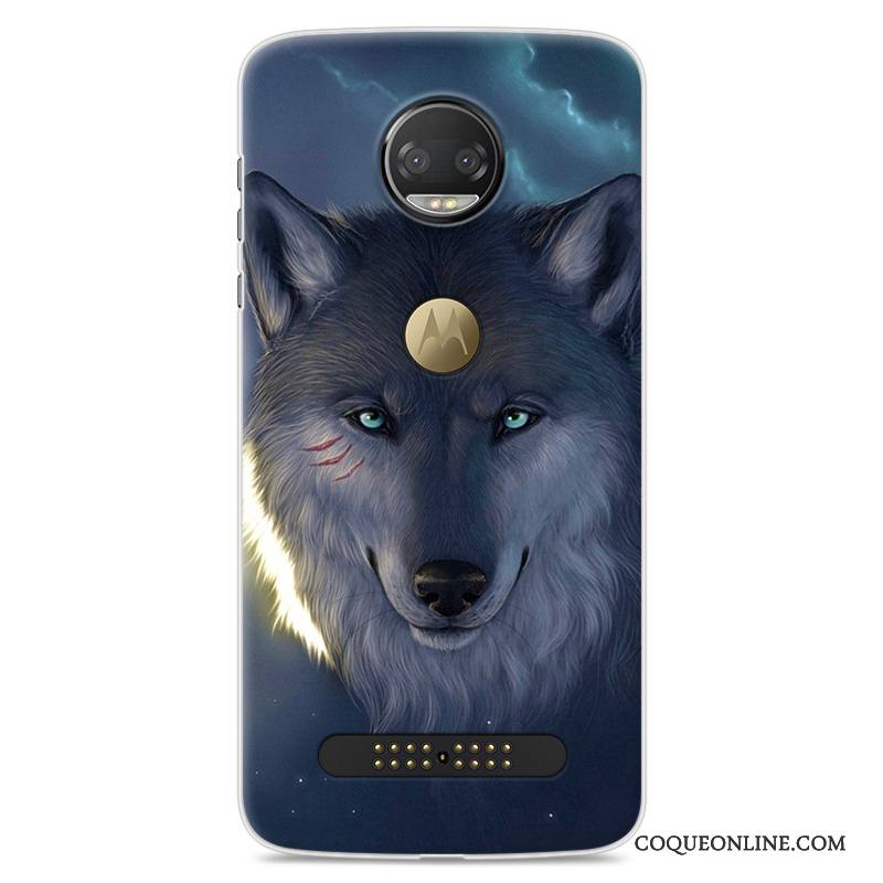 Moto Z2 Force Edition Protection Coque De Téléphone Incassable Dessin Animé Bleu Étui Tout Compris