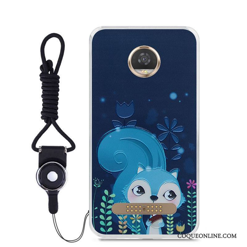 Moto Z2 Play Coque De Téléphone Dessin Animé Légère Silicone Bleu Étui Couleur