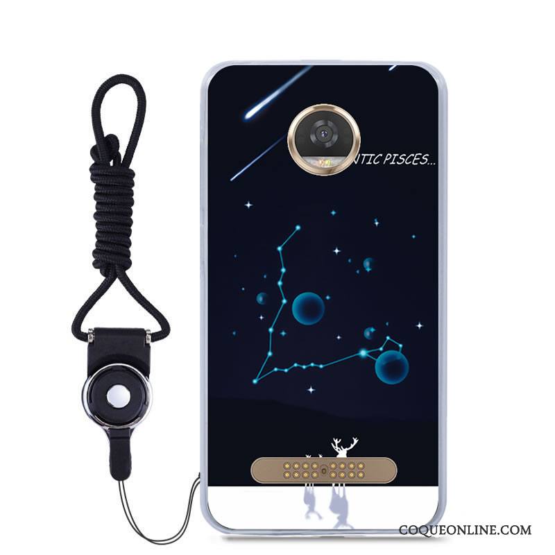 Moto Z2 Play Coque De Téléphone Dessin Animé Légère Silicone Bleu Étui Couleur