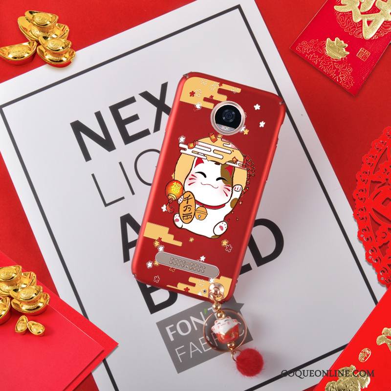 Moto Z2 Play Coque Difficile Nouveau Rouge Richesse Chat De Téléphone