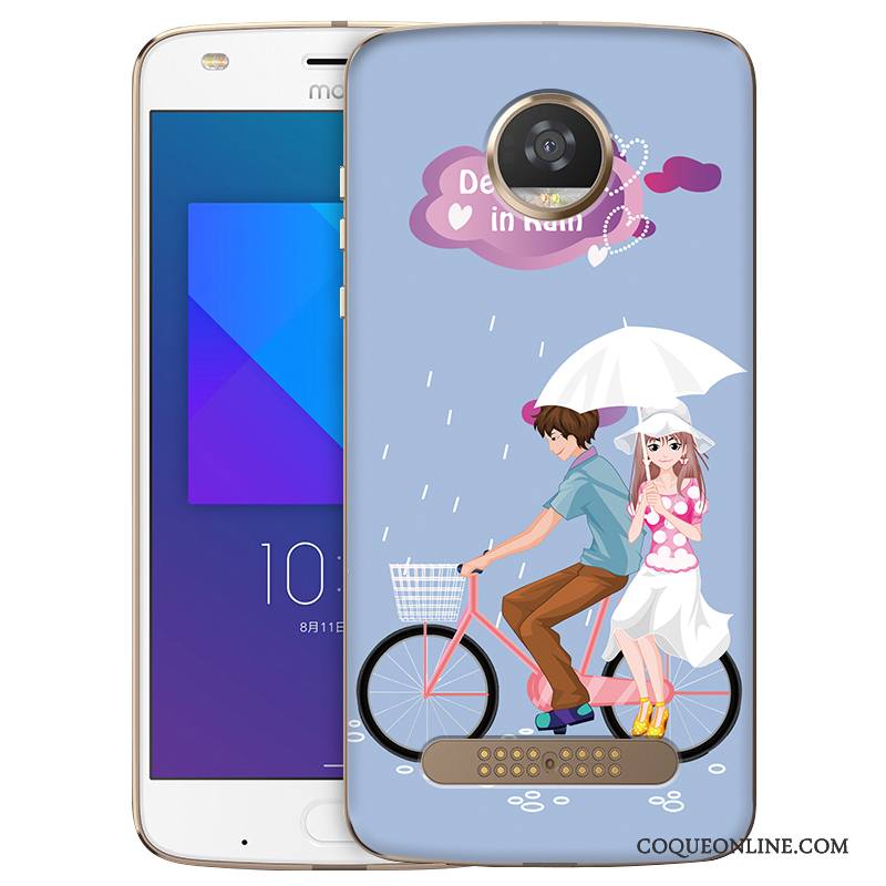 Moto Z2 Play Fluide Doux Peinture Étui Coque De Téléphone Bleu Clair Téléphone Portable