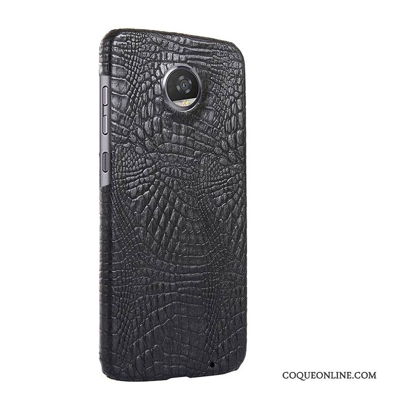 Moto Z2 Play Étui Coque De Téléphone Étui En Cuir Bleu Marin Border Protection Crocodile Modèle