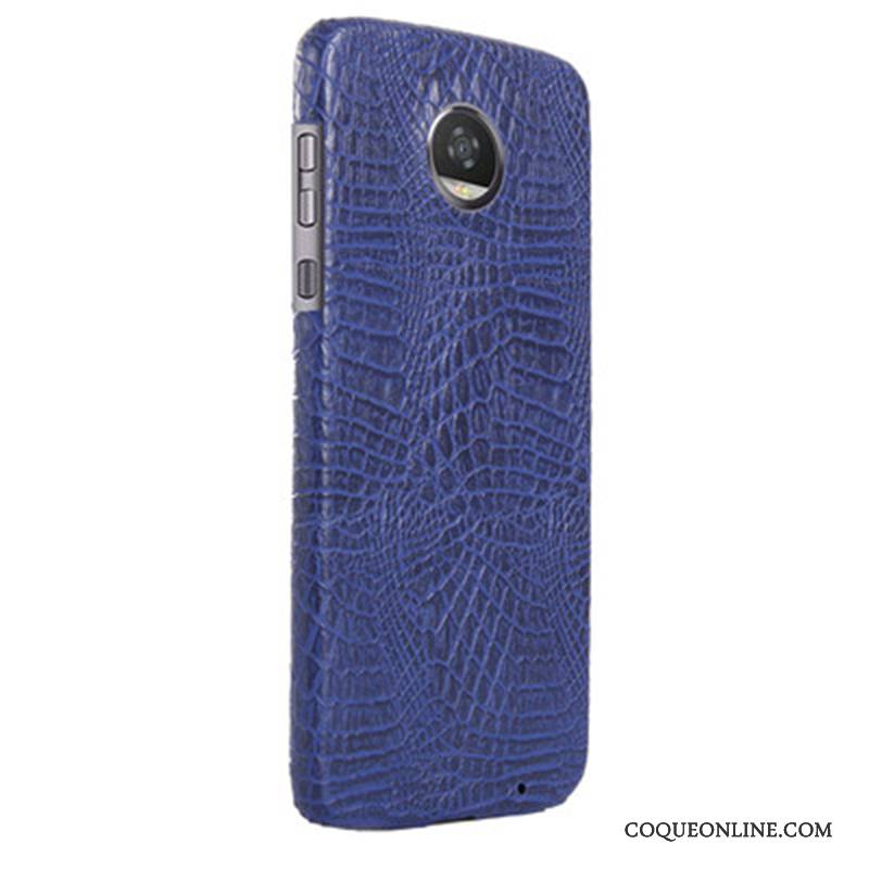 Moto Z2 Play Étui Coque De Téléphone Étui En Cuir Bleu Marin Border Protection Crocodile Modèle