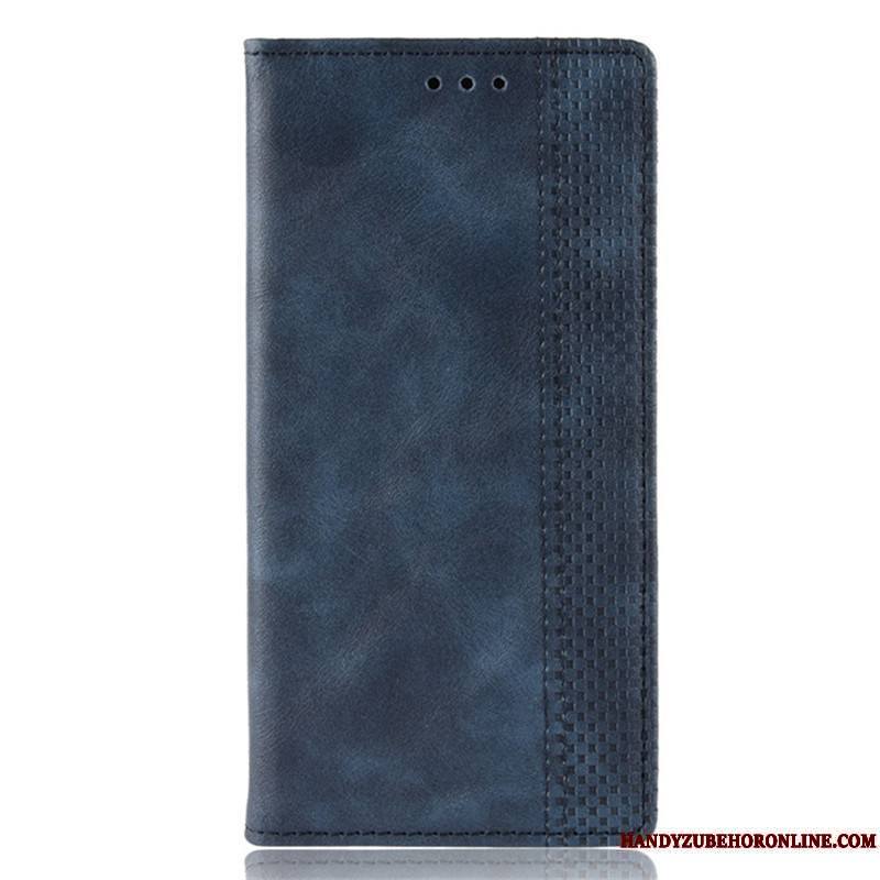 Motorola Edge Bleu Étui Carte Étui En Cuir Coque De Téléphone Protection Housse