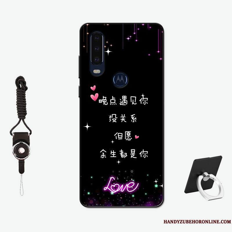 Motorola One Action Antidérapant Amoureux Tout Compris Délavé En Daim Rose Coque De Téléphone Silicone