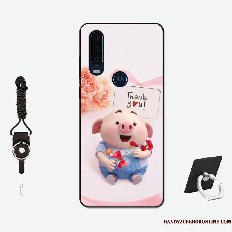 Motorola One Action Antidérapant Amoureux Tout Compris Délavé En Daim Rose Coque De Téléphone Silicone